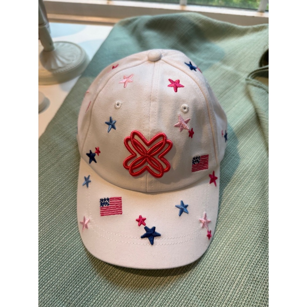 Lilly Pulitzer White Patriotic Baseball Cap USA Flag Stars Embroidered NWOT